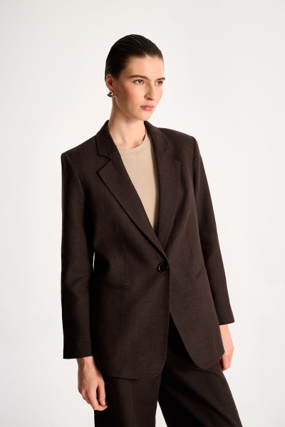Lars Linen Blazer Dark Chocolate