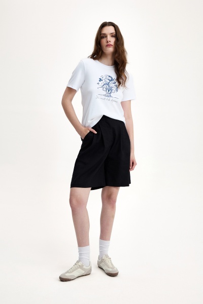 Carmen Linen Bermudy Czarny